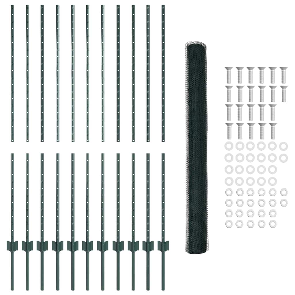 Zaun mit Pfosten Grün 1.4 x 25 m Stahl