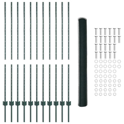 Zaun mit Pfosten Grün 1.4 x 25 m Stahl