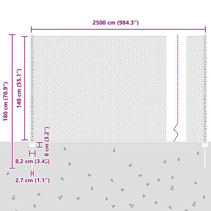 Zaun mit Pfosten Grün 1.4 x 25 m Stahl