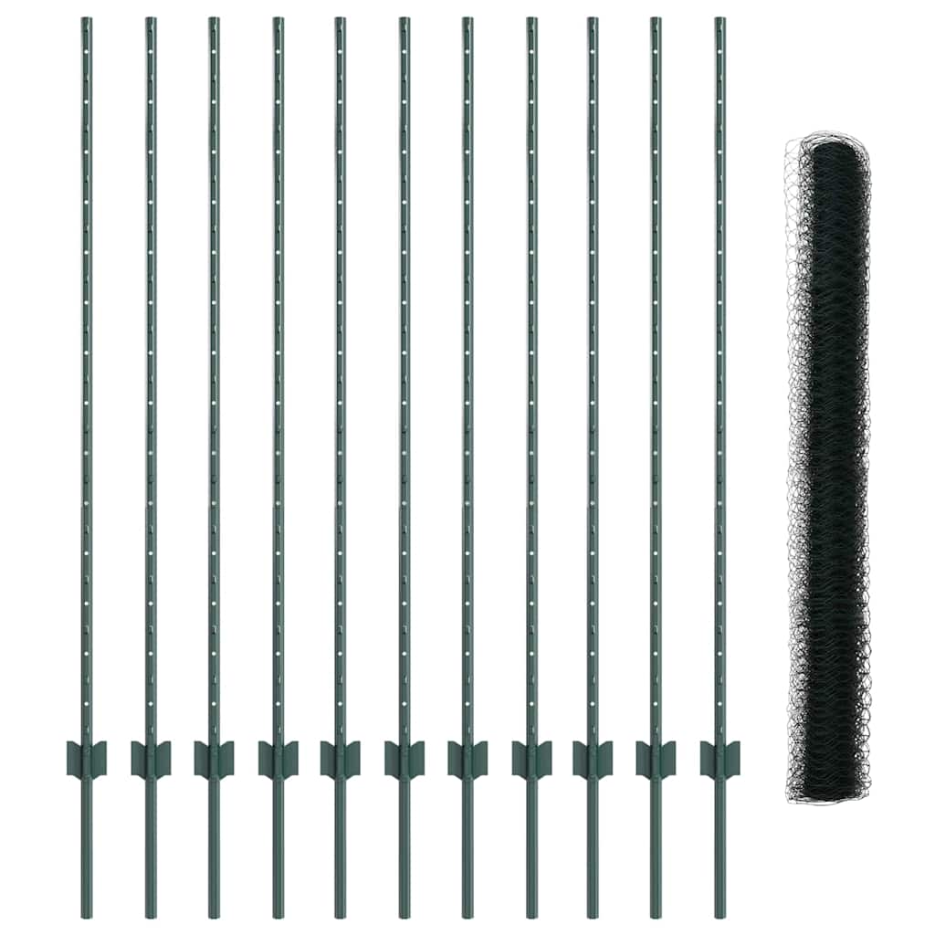 Zaun mit Pfosten Grün 1.4 x 25 m Stahl