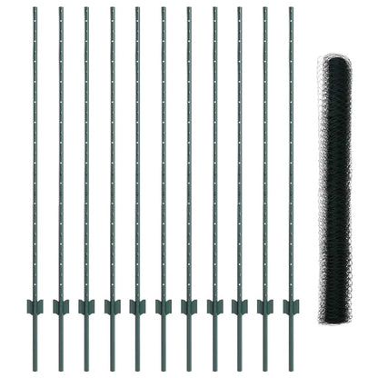 Zaun mit Pfosten Grün 1.4 x 25 m Stahl