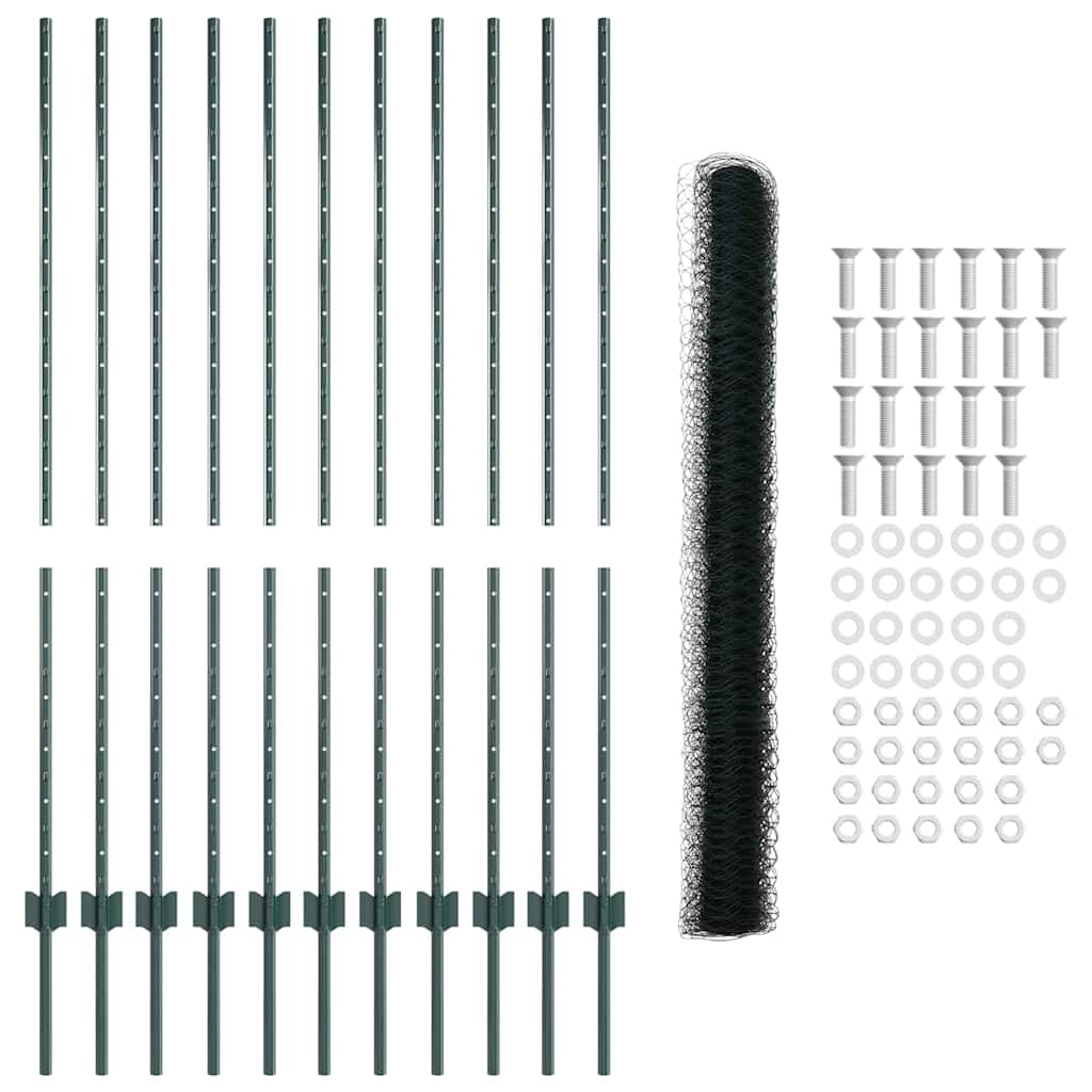 Zaun mit Pfosten Grün 1.4 x 25 m Stahl