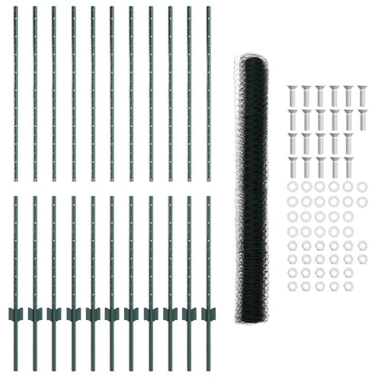 Zaun mit Pfosten Grün 1.4 x 25 m Stahl