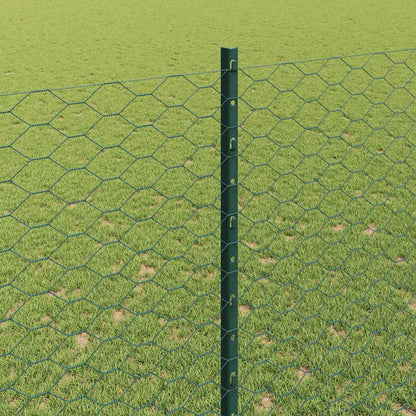Zaun mit Pfosten Grün 1,5 x 25 m Stahl