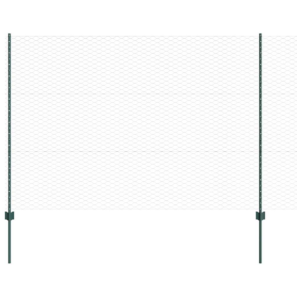 Zaun mit Pfosten Grün 1.5 x 25 m Stahl