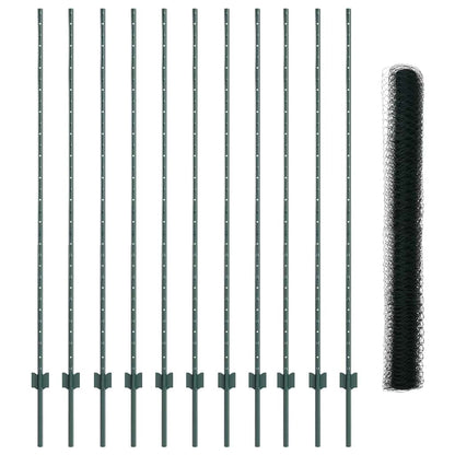 Zaun mit Pfosten Grün 1.5 x 25 m Stahl