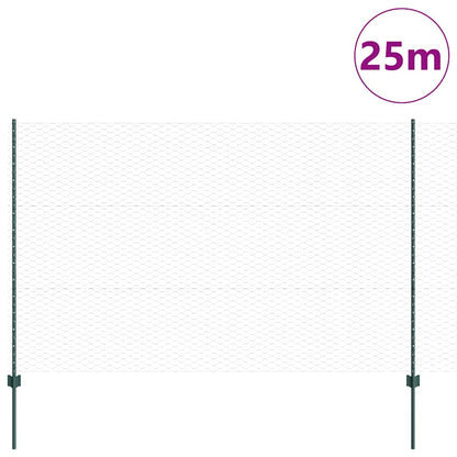 Zaun mit Pfosten Grün 1.5 x 25 m Stahl