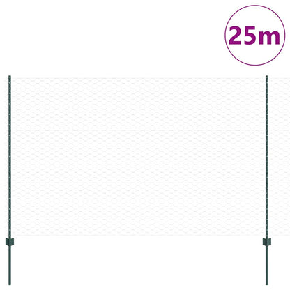Zaun mit Pfosten Grün 1.5 x 25 m Stahl