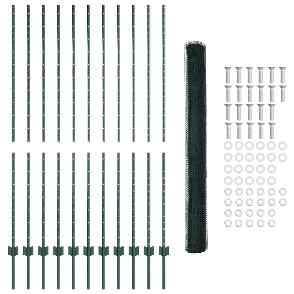 Zaun mit Pfosten Grün 1.6 x 25 m Stahl