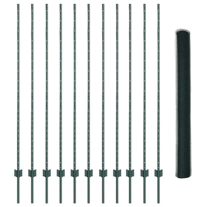 Zaun mit Pfosten Grün 1.6 x 25 m Stahl
