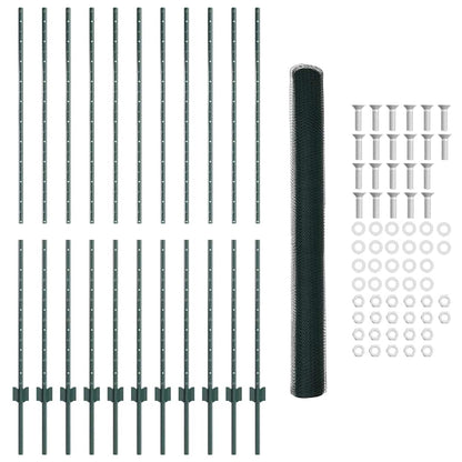 Zaun mit Pfosten Grün 1.6 x 25 m Stahl