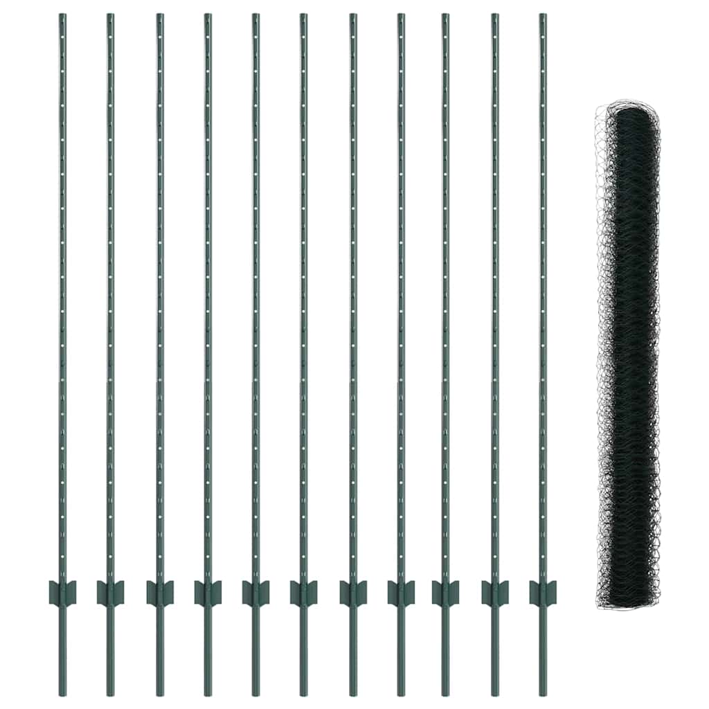 Zaun mit Pfosten Grün 1.6 x 25 m Stahl