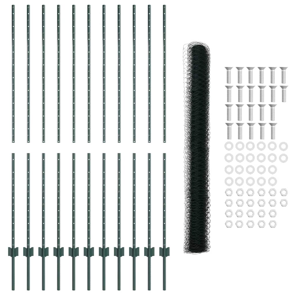 Zaun mit Pfosten Grün 1.6 x 25 m Stahl