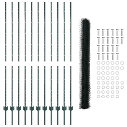 Zaun mit Pfosten Grün 1.6 x 25 m Stahl