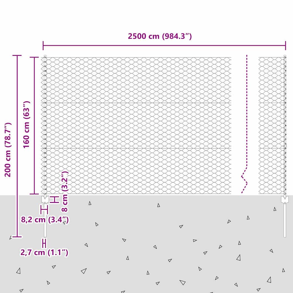 Zaun mit Pfosten Grün 1.6 x 25 m Stahl