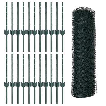 Zaun mit Pfosten Grün 0.4 x 50 m Stahl