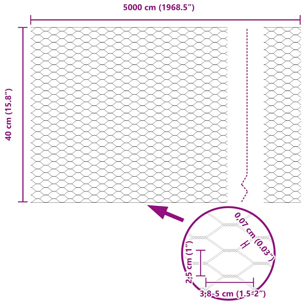 Zaun mit Pfosten Grün 0.4 x 50 m Stahl