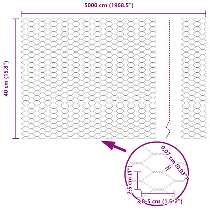 Zaun mit Pfosten Grün 0.4 x 50 m Stahl