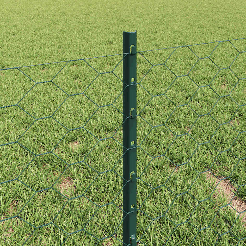 Zaun mit Pfosten Grün 0.4 x 50 m Stahl