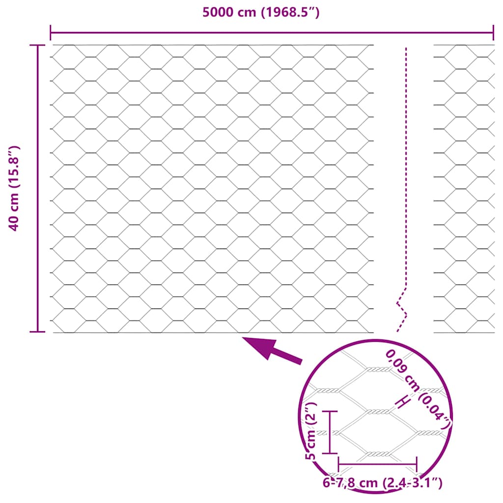 Zaun mit Pfosten Grün 0.4 x 50 m Stahl