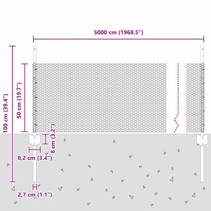 Zaun mit Pfosten Grün 0,5 x 50 m Stahl