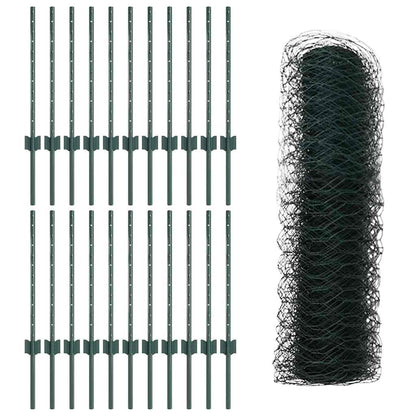 Zaun mit Pfosten Grün 0,5 x 50 m Stahl