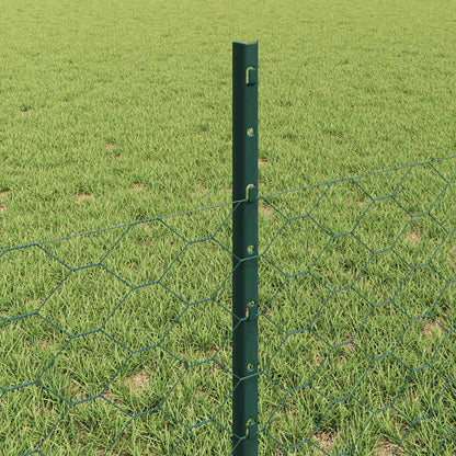 Zaun mit Pfosten Grün 0,5 x 50 m Stahl