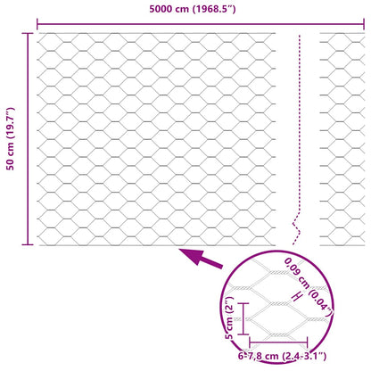 Zaun mit Pfosten Grün 0,5 x 50 m Stahl