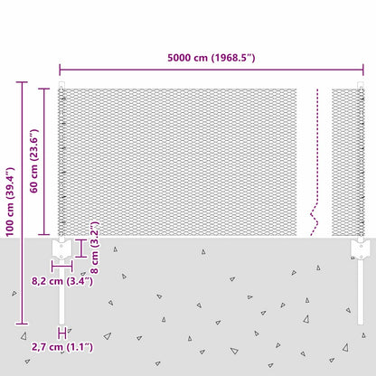 Zaun mit Pfosten Grün 0.6 x 50 m Stahl