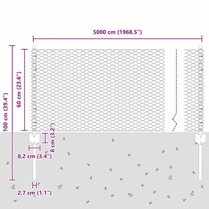 Zaun mit Pfosten Grün 0.6 x 50 m Stahl
