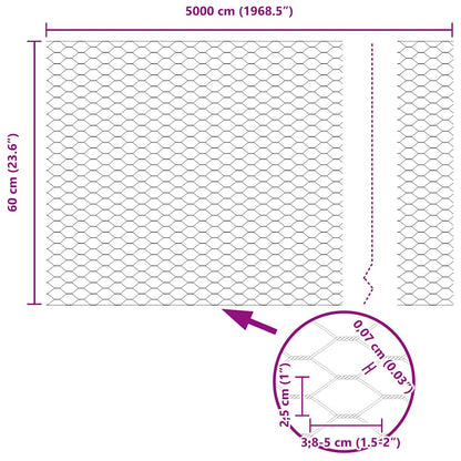 Zaun mit Pfosten Grün 0.6 x 50 m Stahl
