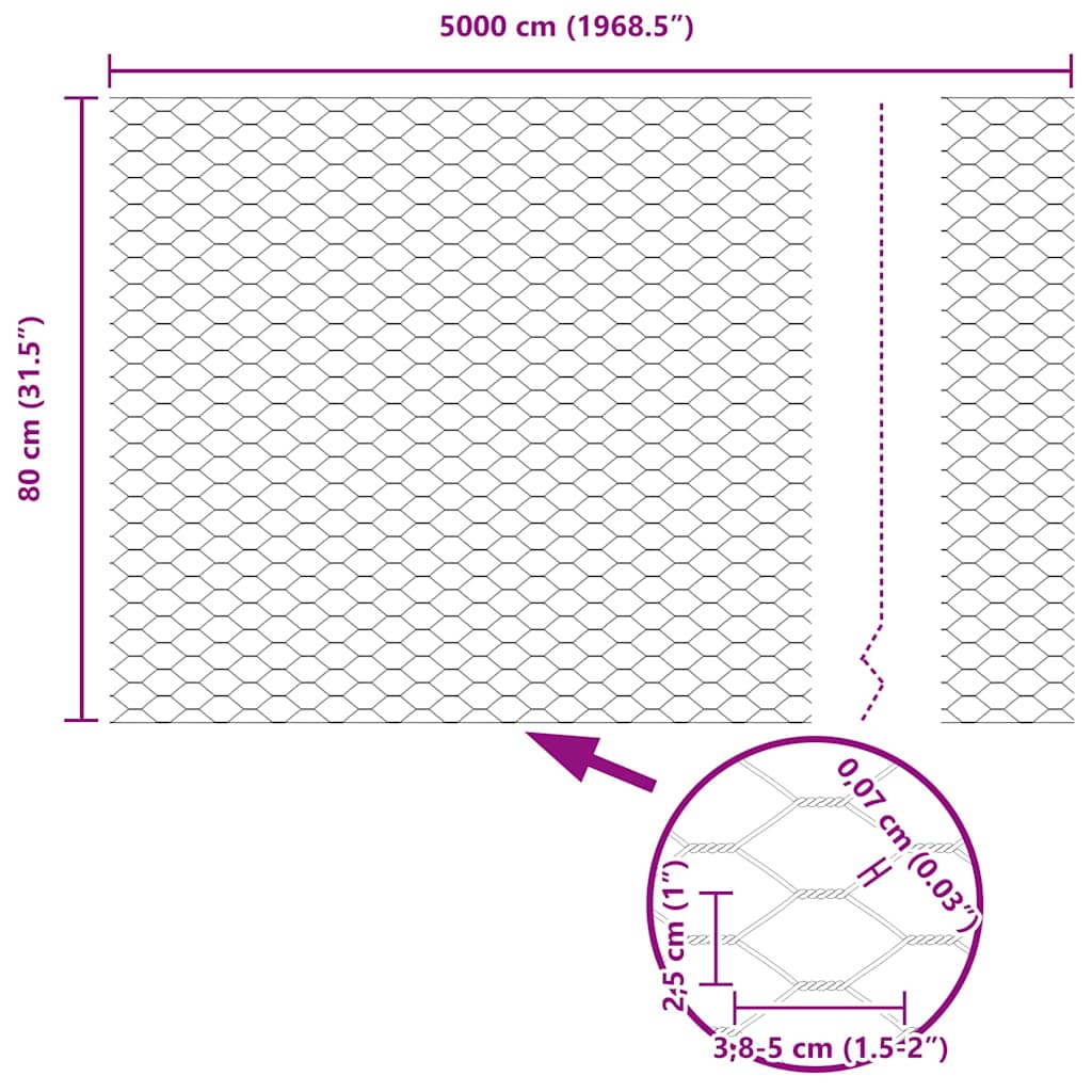 Zaun mit Pfosten Grün 0,8 x 50 m Stahl