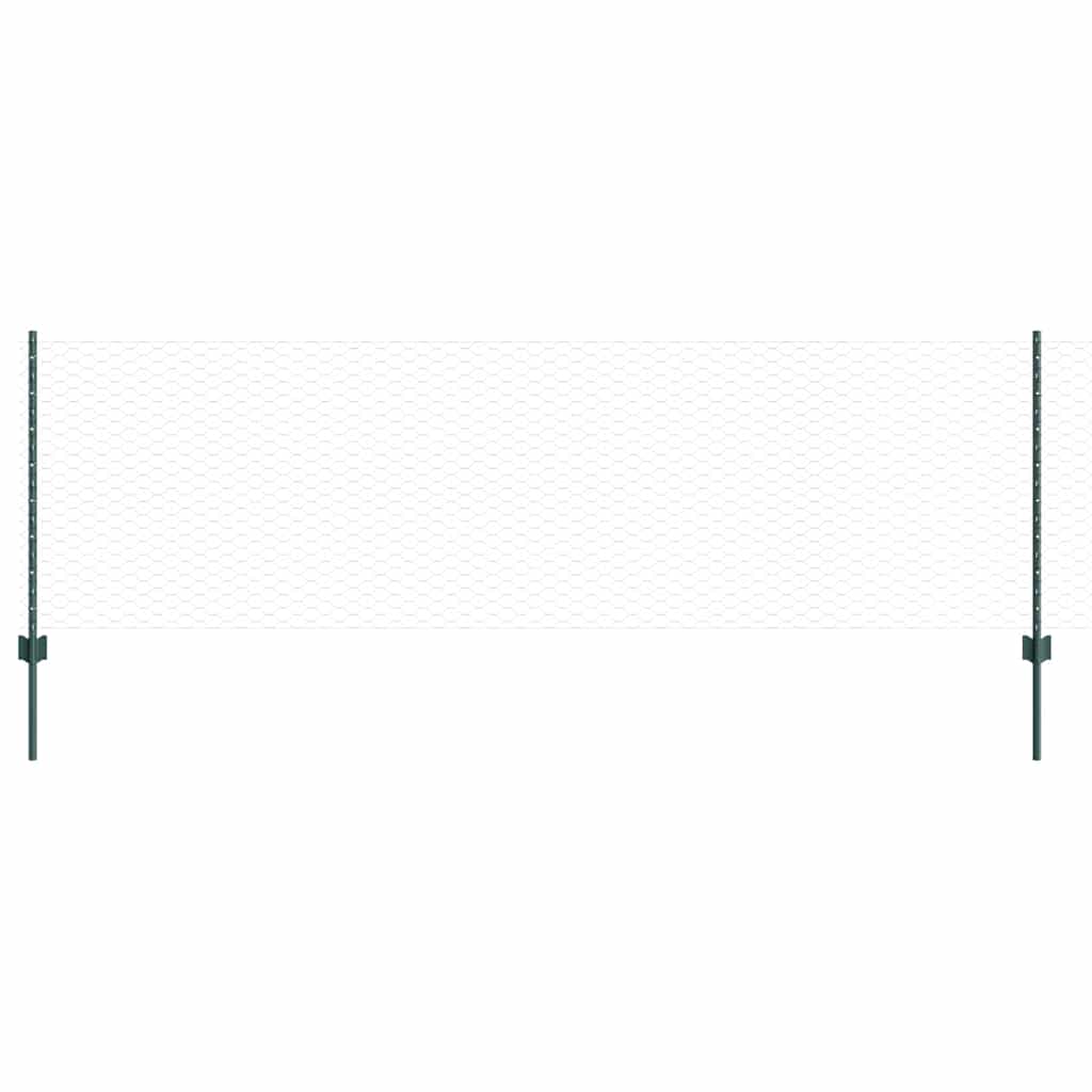 Zaun mit Pfosten Grün 0,8 x 50 m Stahl