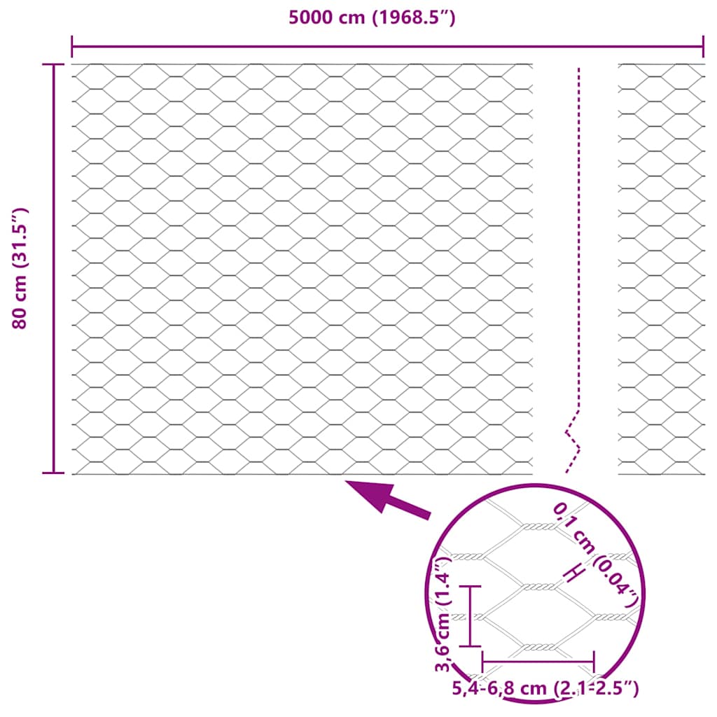 Zaun mit Pfosten Grün 0,8 x 50 m Stahl