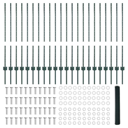 Zaun mit Pfosten Grün 1 x 50 m Stahl