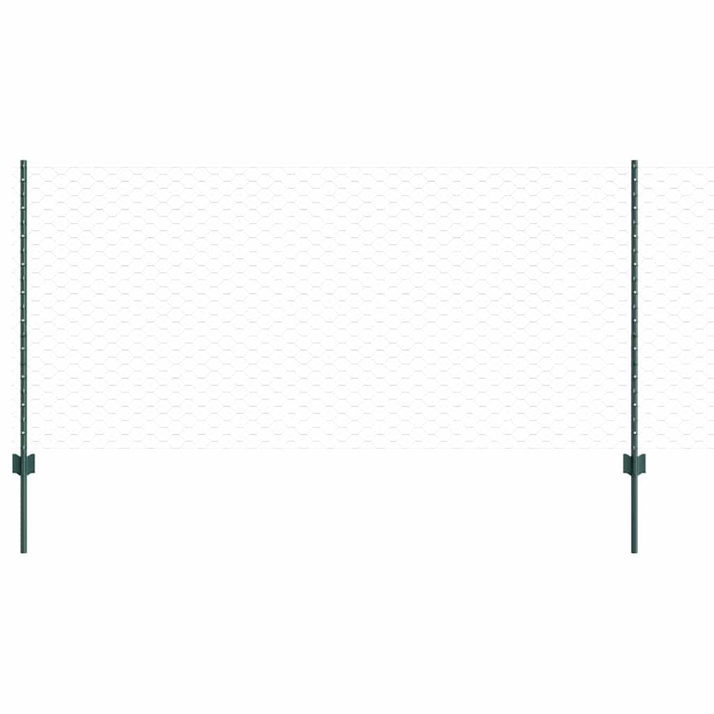 Zaun mit Pfosten Grün 1 x 50 m Stahl