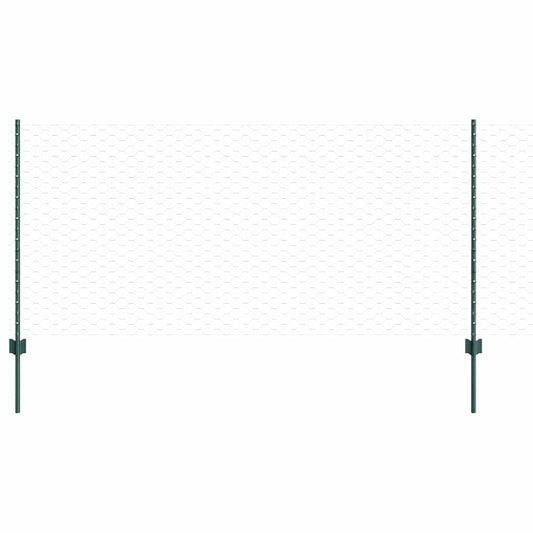 Zaun mit Pfosten Grün 1 x 50 m Stahl