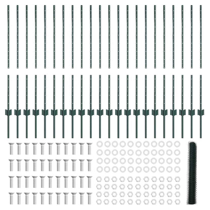 Zaun mit Pfosten Grün 1 x 50 m Stahl