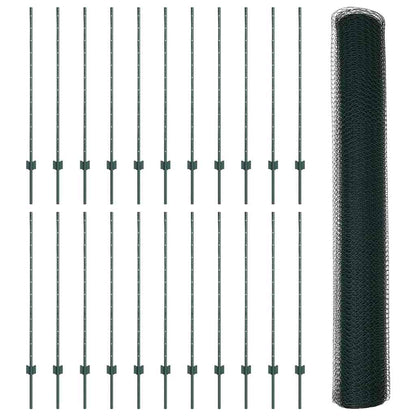 Zaun mit Pfosten Grün 1.2 x 50 m Stahl