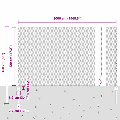Zaun mit Pfosten Grün 1.2 x 50 m Stahl