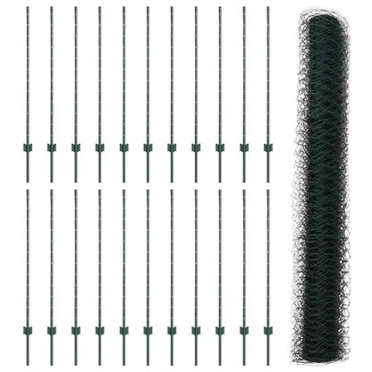 Zaun mit Pfosten Grün 1.2 x 50 m Stahl