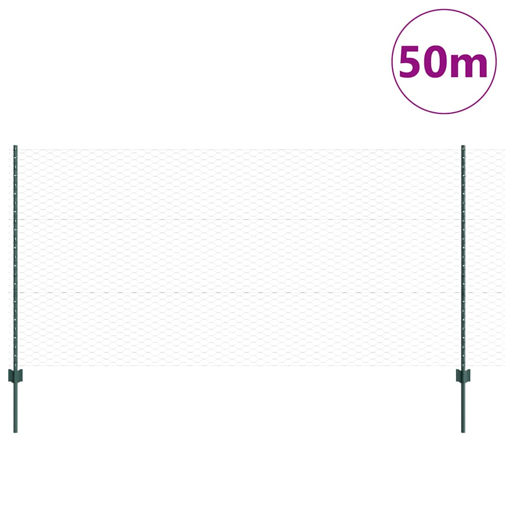 Zaun mit Pfosten Grün 1.2 x 50 m Stahl