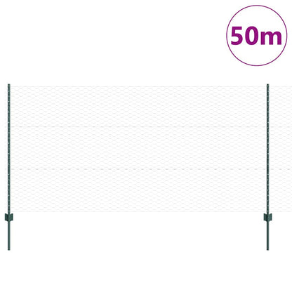 Zaun mit Pfosten Grün 1.2 x 50 m Stahl