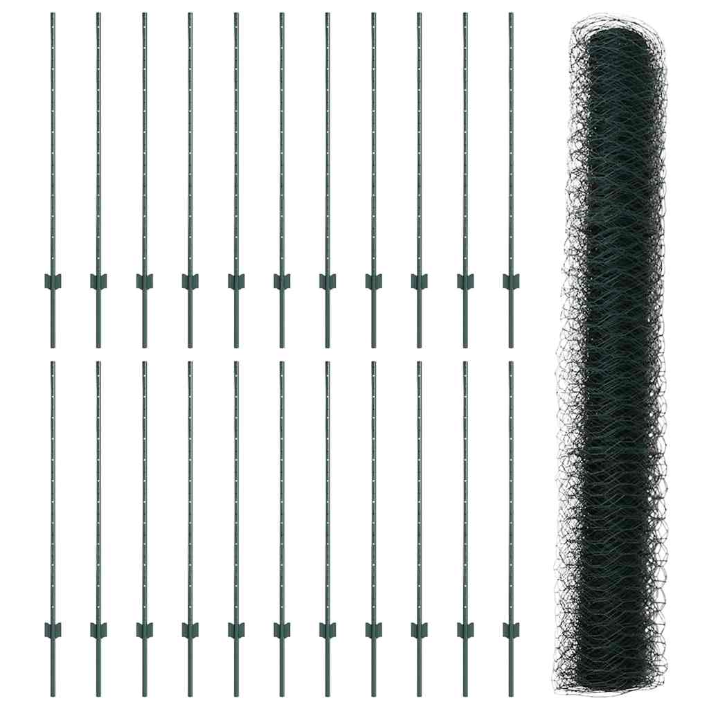 Zaun mit Pfosten Grün 1.2 x 50 m Stahl
