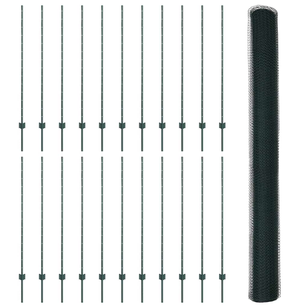 Zaun mit Pfosten Grün 1.4 x 50 m Stahl