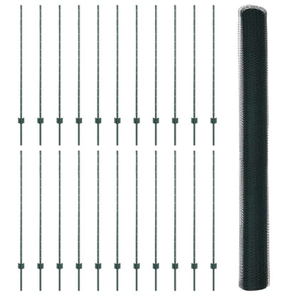 Zaun mit Pfosten Grün 1.4 x 50 m Stahl