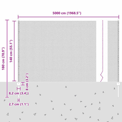 Zaun mit Pfosten Grün 1.4 x 50 m Stahl