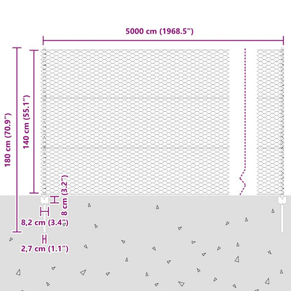 Zaun mit Pfosten Grün 1.4 x 50 m Stahl