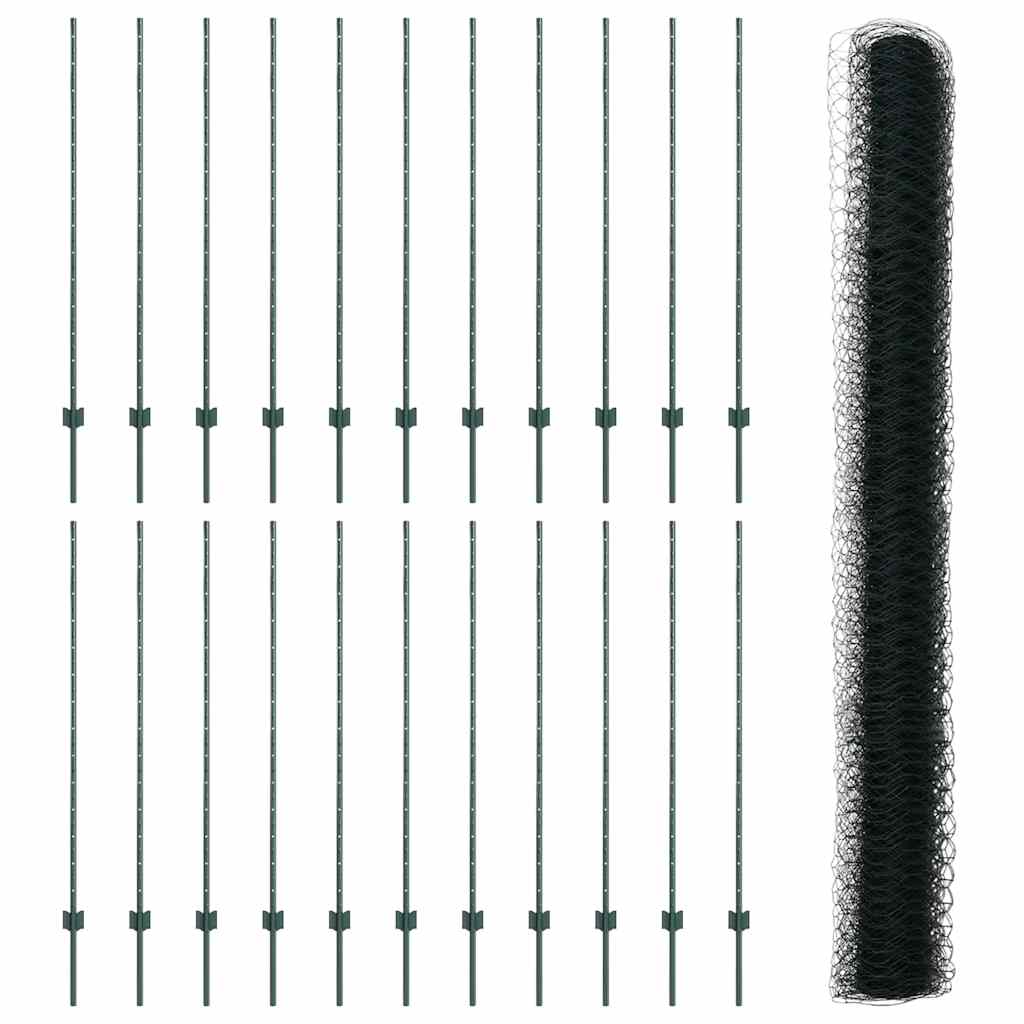 Zaun mit Pfosten Grün 1.4 x 50 m Stahl