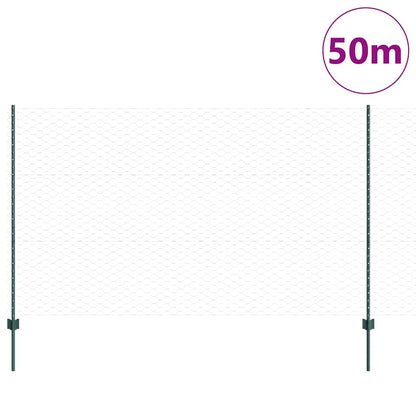 Zaun mit Pfosten Grün 1.4 x 50 m Stahl